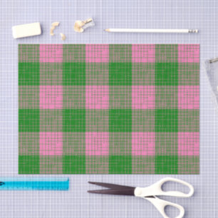 Papel De Seda Patrón de cuadros cruzados rosa y verde