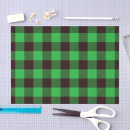Papel De Seda Patrón de Cuadros de Buffalo Verde Rústico