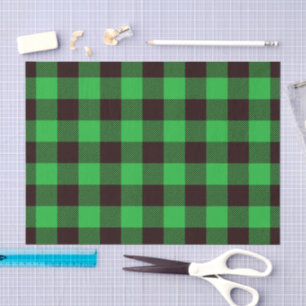 Papel De Seda Patrón de Cuadros de Buffalo Verde Rústico