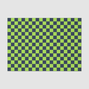 Papel De Seda Patrón de cuadros de color lima y azul marino
