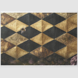 Papel De Seda Patrón de cuadros de diamante negro y dorado