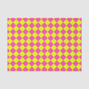 Papel De Seda Patrón de cuadros de diamante rosa amarillo