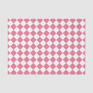 Papel De Seda Patrón de cuadros de diamante rosa blanco