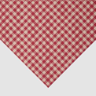 Papel De Seda Patrón de cuadros de gingham rojo y beige estilo g