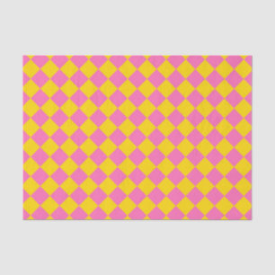 Papel De Seda Patrón de cuadros de Harlequín de diamante amarill