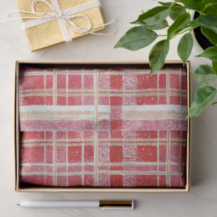 Papel De Seda Patrón de Cuadros Escoceses de Navidad en Rojo y D