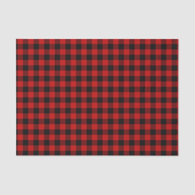 Papel De Seda Patrón de Cuadros Escoceses Rojo y Negro (Anverso)