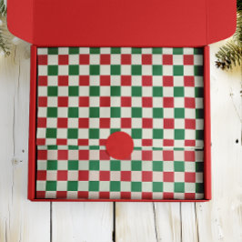 Papel De Seda Patrón de cuadros festivos retro rojo y verde