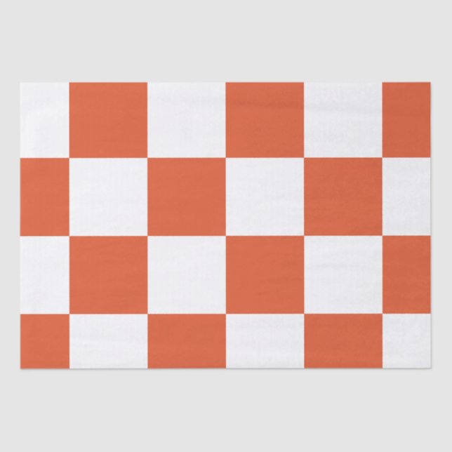 Papel De Seda Patrón de cuadros naranja y blanco (Anverso)