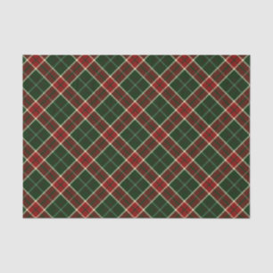 Papel De Seda Patrón de Cuadros Navideños Rojo, Crema y Verde