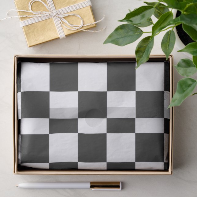 Papel De Seda Patrón de cuadros negro y blanco sofisticado (Regalo )