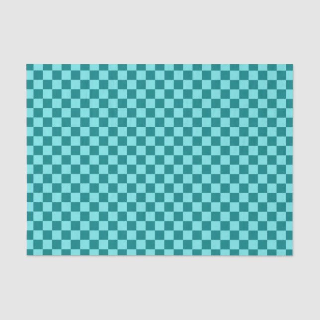 Papel De Seda Patrón de cuadros teal (Anverso)