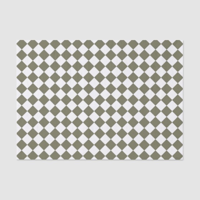 Papel De Seda Patrón de cuadros verde musgo (Anverso)