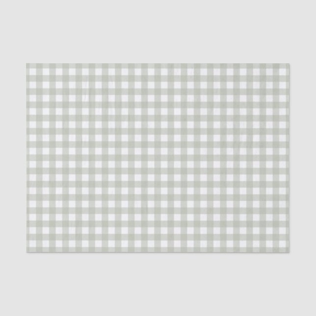 Papel De Seda Patrón de cuadros verde salvia (Anverso)