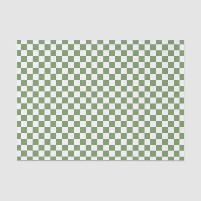 Papel De Seda Patrón de cuadros verdes y blancos (Anverso)