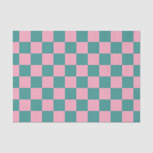 Papel De Seda Patrón de cuadros verdes y rosas