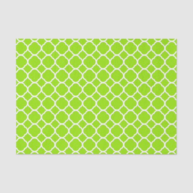 Papel De Seda Patrón de Cuatrefoil Amarillo Verde Chartreuse (Anverso)