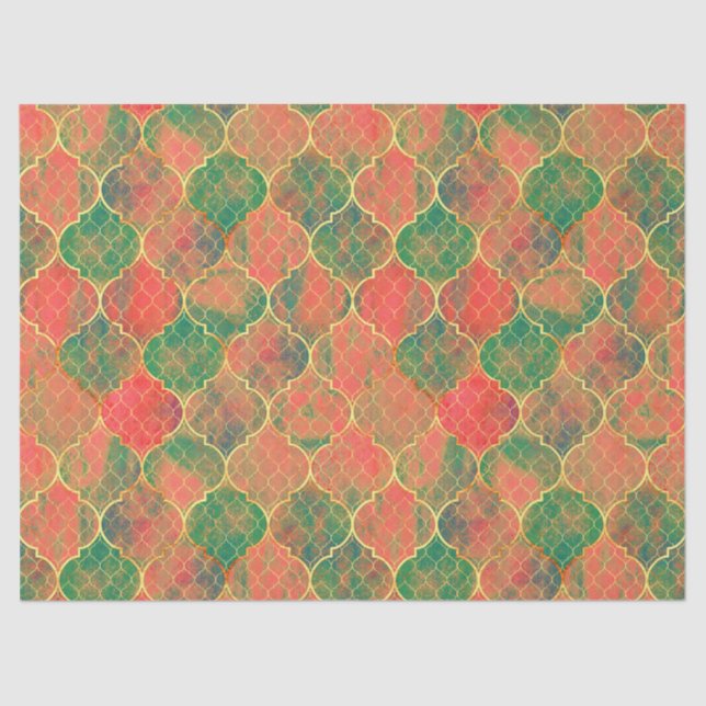 Papel De Seda Patrón de cuatrefoil colorido (Anverso)