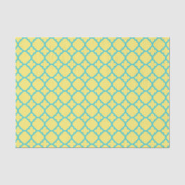 Papel De Seda Patrón de cuatrefola maroccano amarillo y Verde az