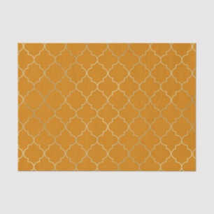 Papel De Seda Patrón de cuatro hojas amarillo y dorado de cúrcum