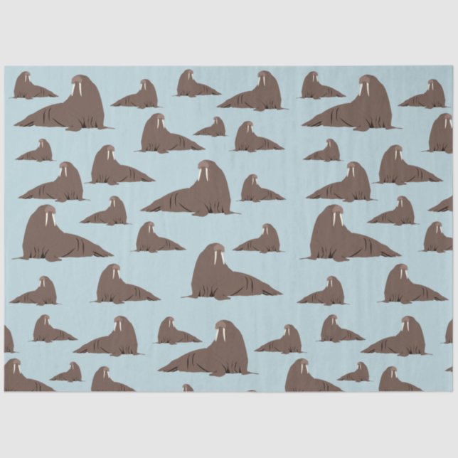 Papel De Seda Patrón de Cute Walrus (Anverso)