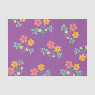 Papel De Seda Patrón de Daisy Bouquet retro en morado