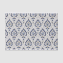 Papel De Seda Patrón de Damasco de época en tonos azules