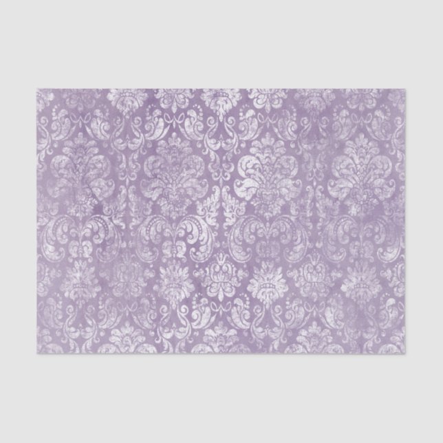 Papel De Seda Patrón de Damasco de Lavender Purple con Suavidad (Anverso)