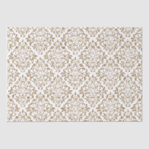 Papel De Seda Patrón de Damasco de Purpurina dorado