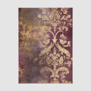 Papel De Seda Patrón de damasco dorado y vino de Borgoña grungy