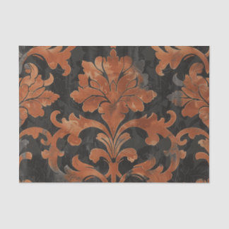 Papel De Seda Patrón de Damasco marrón y Naranja