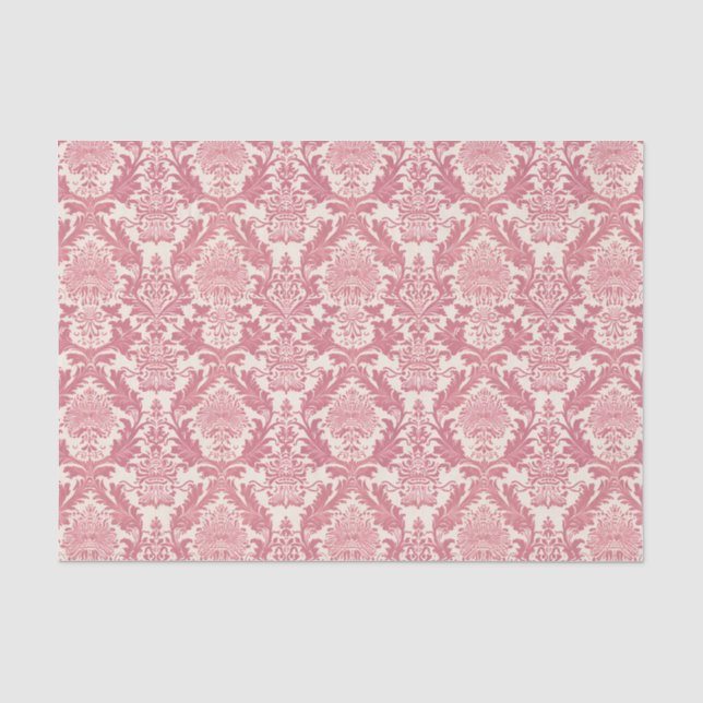 Papel De Seda Patrón de Damasco Ornamental Rosa de bonito (Anverso)