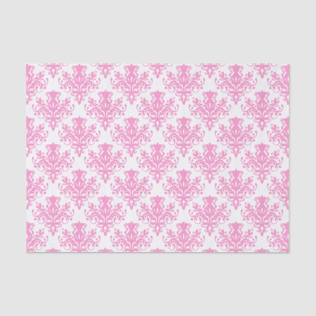 Papel De Seda Patrón de Damasco - Rosa (Anverso)
