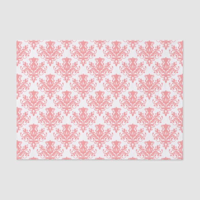 Papel De Seda Patrón de Damasco - Rosa suave (Anverso)