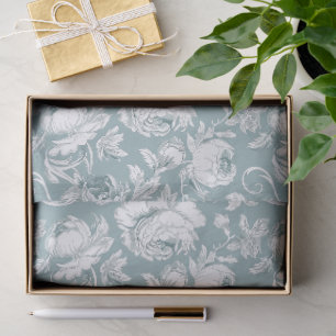 Papel De Seda Patrón de decoupage de chinoisería verde salvia y