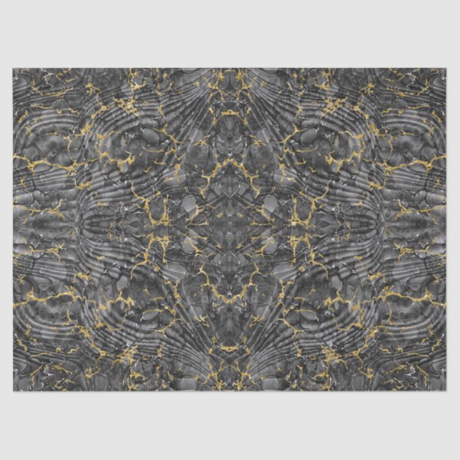 Papel De Seda Patrón de desacoplamiento del Purpurina de oro mar (Anverso)