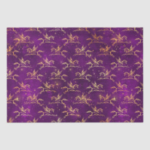 Papel De Seda Patrón de destello de Pegasus dorado sobre púrpura