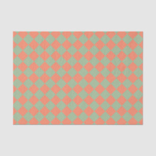 Papel De Seda Patrón de diamante a cuadros verde oliva salmón ro
