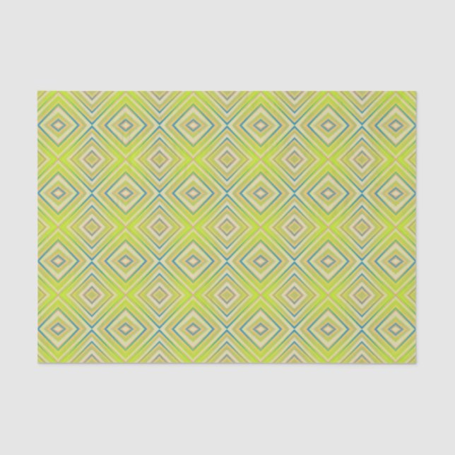 Papel De Seda Patrón de diamante alternativo Lime Lemon Lime (Anverso)