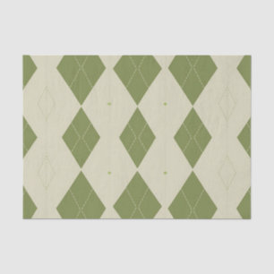 Papel De Seda Patrón de diamante Argyle verde oliva