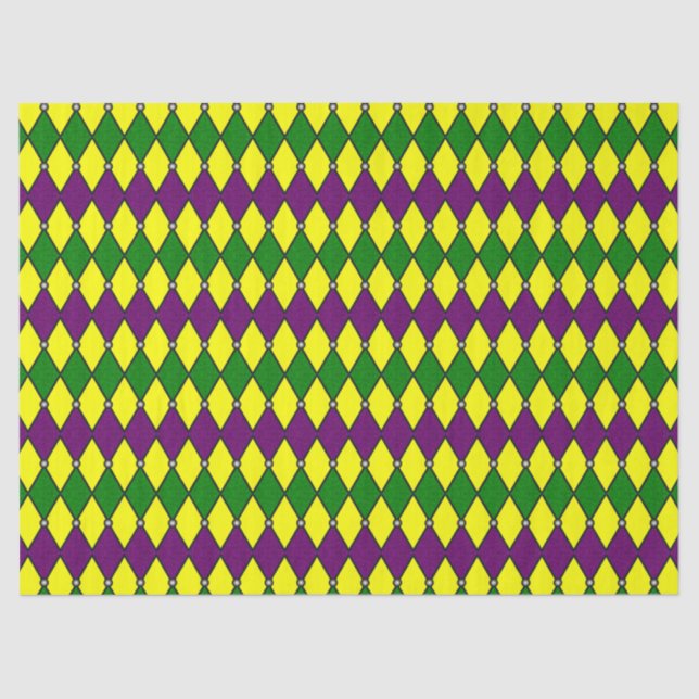 Papel De Seda Patrón de Diamante de Arlequín de Mardi Gras (Anverso)