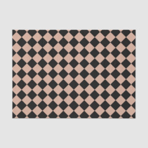 Papel De Seda Patrón de diamante de cheques negros rosados