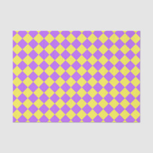 Papel De Seda Patrón de diamante de cuadros amarillos púrpuras