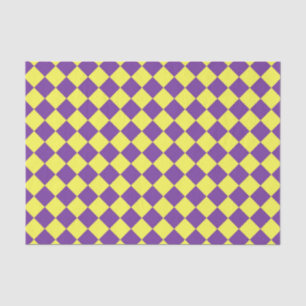 Papel De Seda Patrón de diamante de cuadros amarillos púrpuras