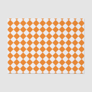 Papel De Seda Patrón de diamante de cuadros blancos y naranjas
