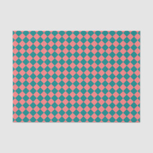 Papel De Seda Patrón de diamante de cuadros rosa cyan
