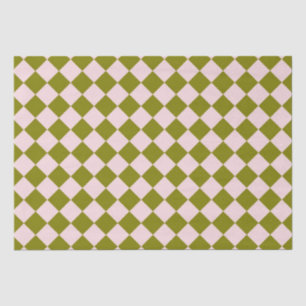 Papel De Seda Patrón de diamante de cuadros rosa verde
