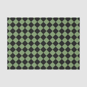 Papel De Seda Patrón de diamante de cuadros verde negro