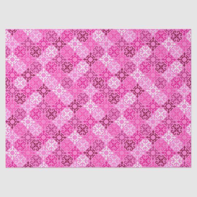 Papel De Seda Patrón de diamante de filigrana rosa (Anverso)