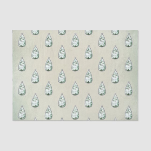 Papel De Seda Patrón de diamante de imitación verde azulado de d (Anverso)